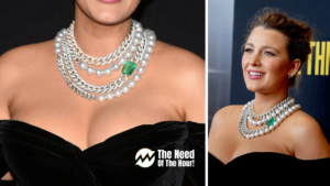 Blake Lively wearing Cartier necklace