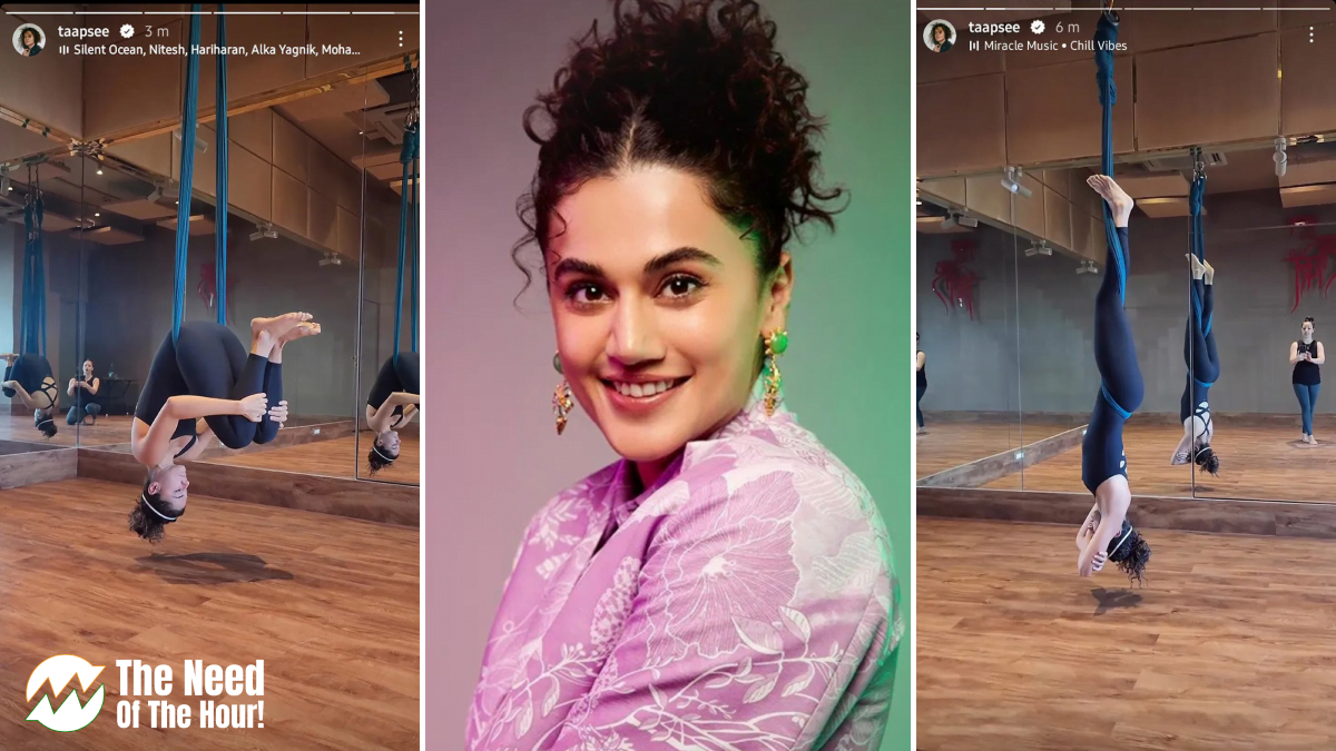 Taapsee Pannu Doing Aerial Yoga