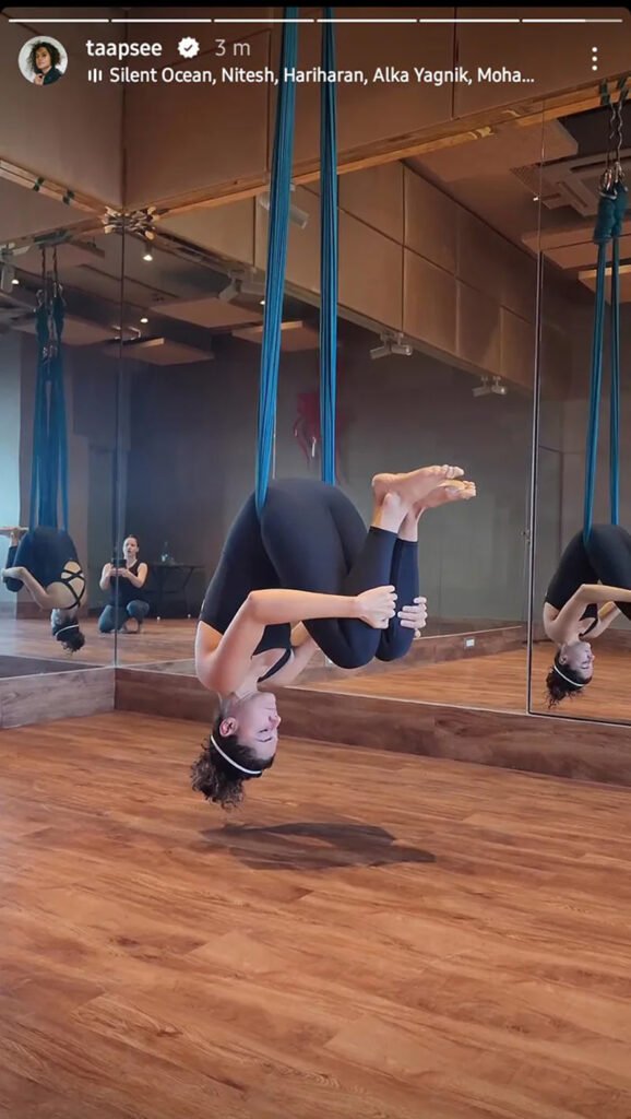 Taapsee Pannu Doing Aerial Yoga